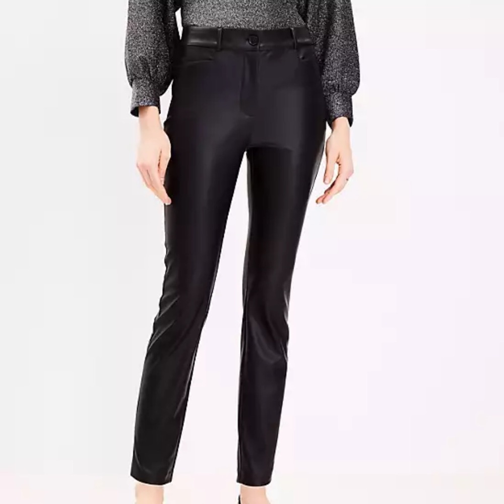 LOFT Women’s Black Faux Leather Lined Pants 16